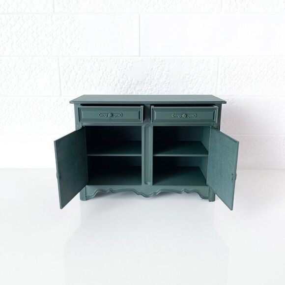 Barbie Miniature Dollhouse Green French Cabinet Sideboard 1:6 Scale 3D Printed - Picture 3 of 4